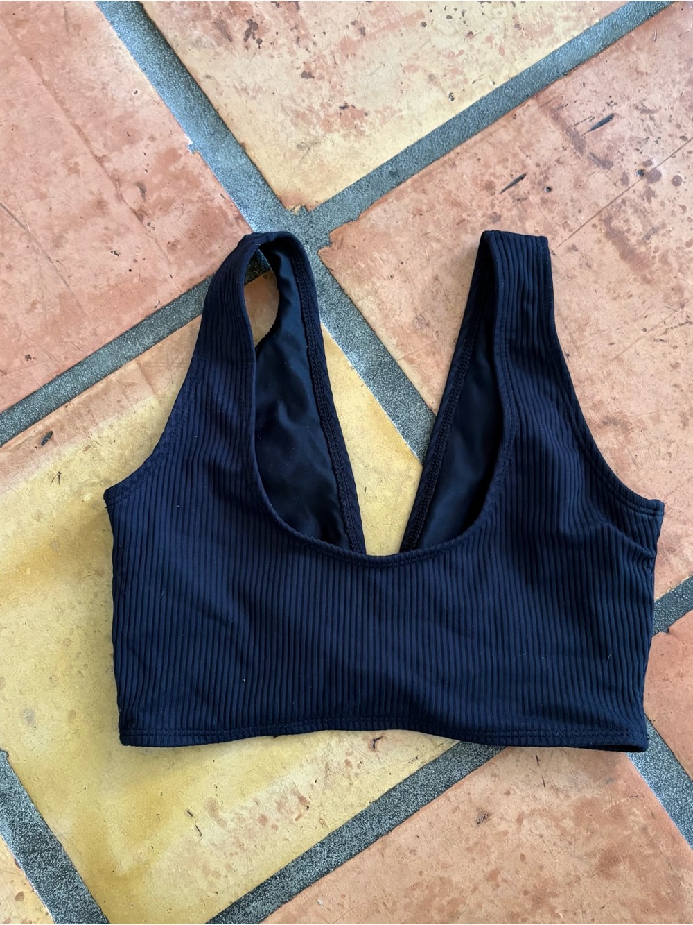 Black Ribbed Tank Bikini Top - Picture 2 of 5